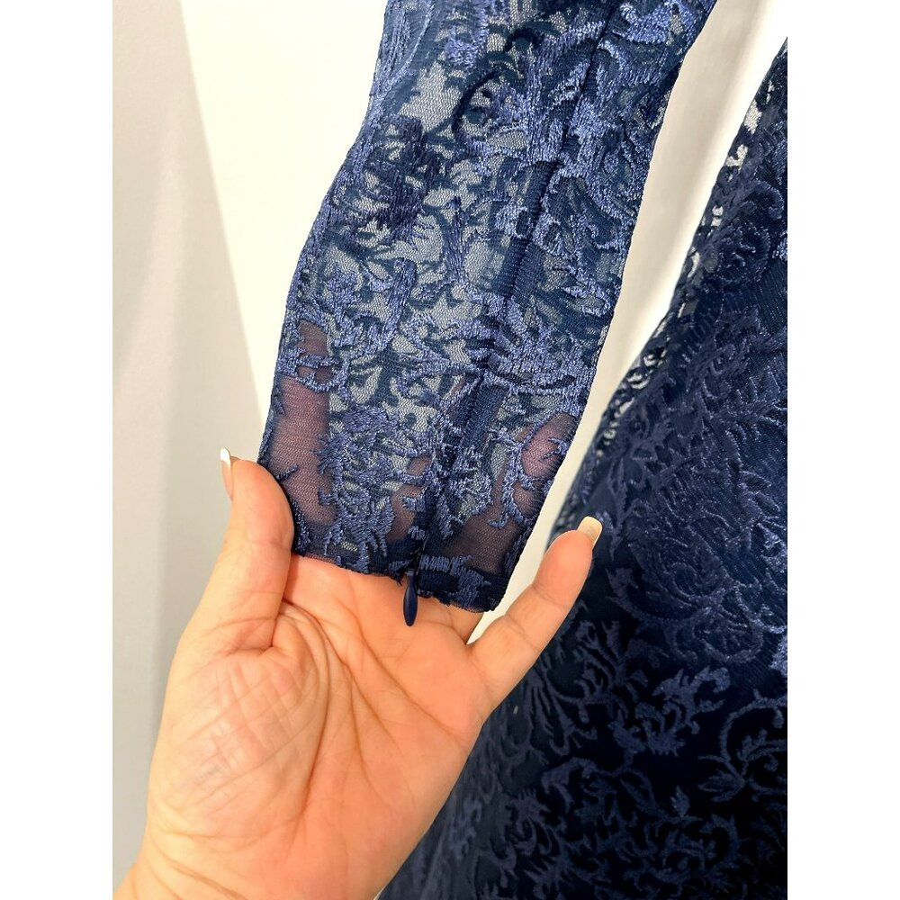 Mac Duggal Embellished Midi Blue Evening Dress Size 4 New - Picture 7 of 8
